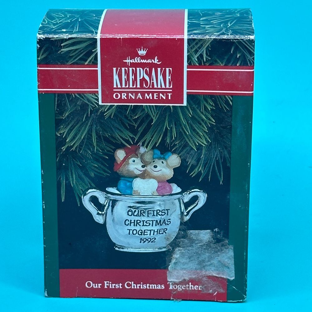 Hallmark Keepsake Our First Christmas Together 1992 Ornament Mice in Cup